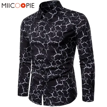 

Dress Shirts Men High Quality Casual Lighting Printed Long Sleeve Shirt Men Camisa Masculina Slim Fit Camisa Social Black Shirt