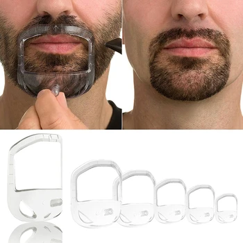 

New 5 Pcs Men Tool Template Guide Design Mustache Beard Goatee Shaving Shaper Style Beard Comb Perfect Shape Transparent Styling