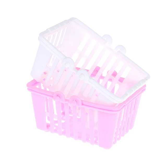 2Pcs Shopping Basket Toys Mini Supermarket Shopping Hand Basket Model Dollhouse 5