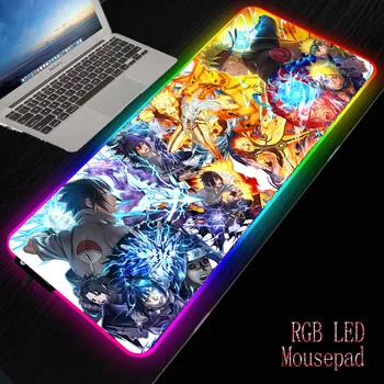 

Anime Naruto RGB Gaming Mouse Pad Gamer Computer Mousepad Backlit Mause Large Desk Keyboard LED Mice Mat
