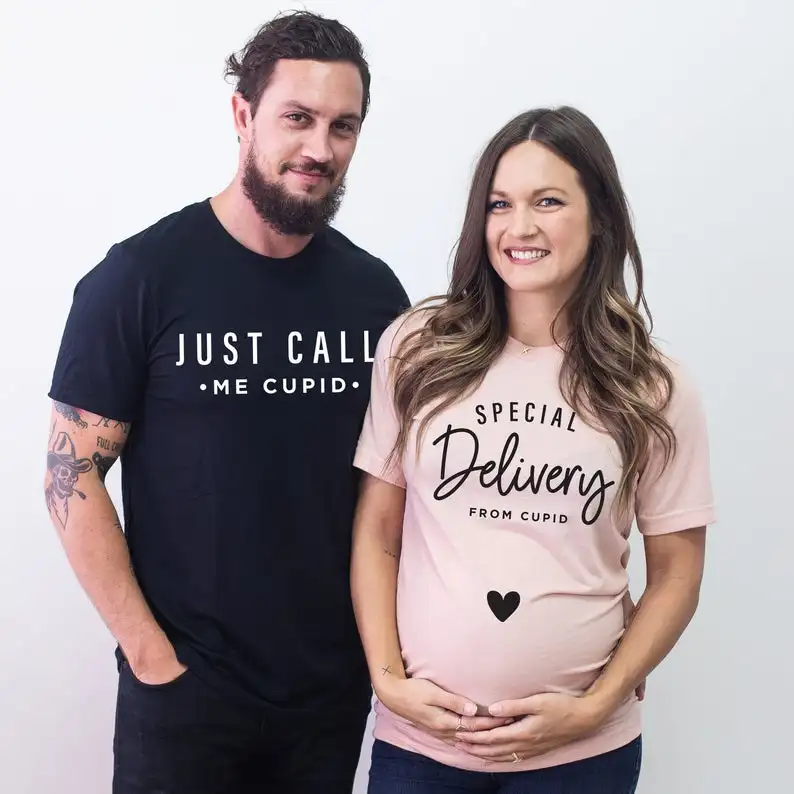 

Papa Mama Pregnancy Announcement Letter Print T-Shirt Matching Family Mom Dad Short Sleeve Plus Size Women Tee Tops DropShipping