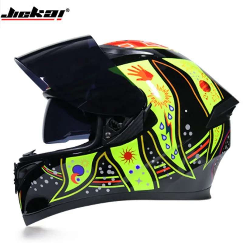 Capacete, мотоциклетный шлем Jiekai 316 с двойными линзами, мотоциклетный шлем для бега по пересеченной местности, полнолицевой шлем, шлем для мотокросса - Цвет: Design 10