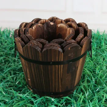 

Retro Planting Flower Barrels Rustic Succulent Wavy Edge Planter Box Wood Barrels Flower Pot Plant Container Box