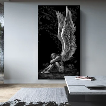 

Angels and Demons Canvas Painting Abstract Portrait Posters and Prints Cuadros Wall Art Pictures for Living Room Home Decor