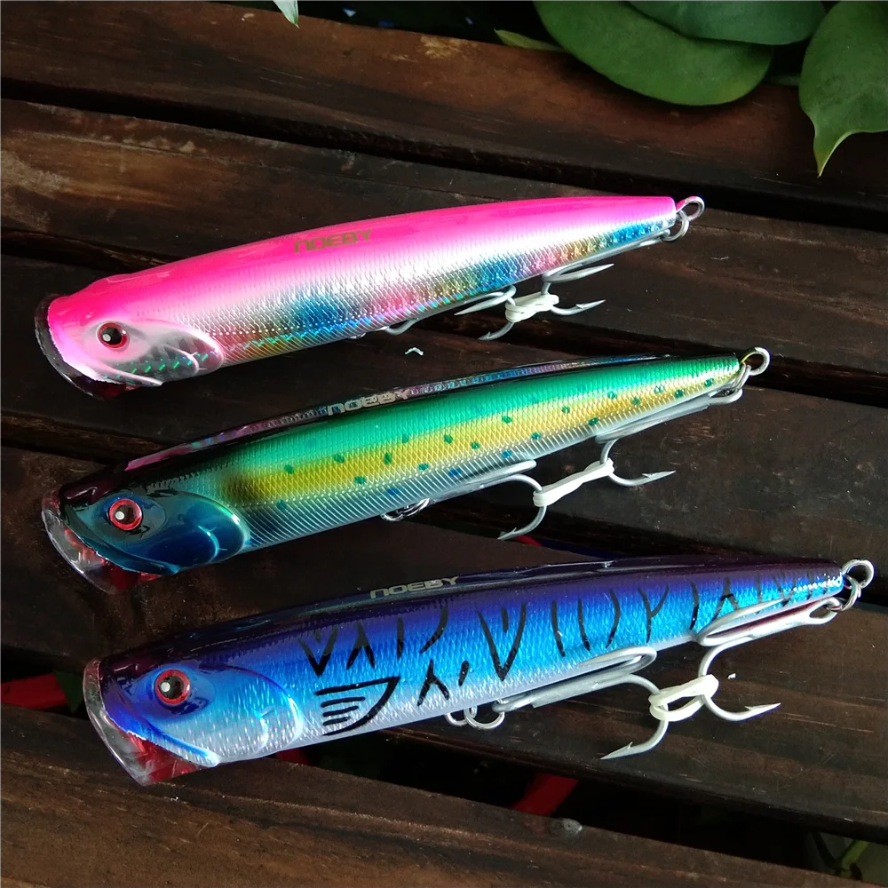 Noeby 3 шт. popper твердая приманка для рыбалки Topwater плавающие 140 мм 40 г искусственные