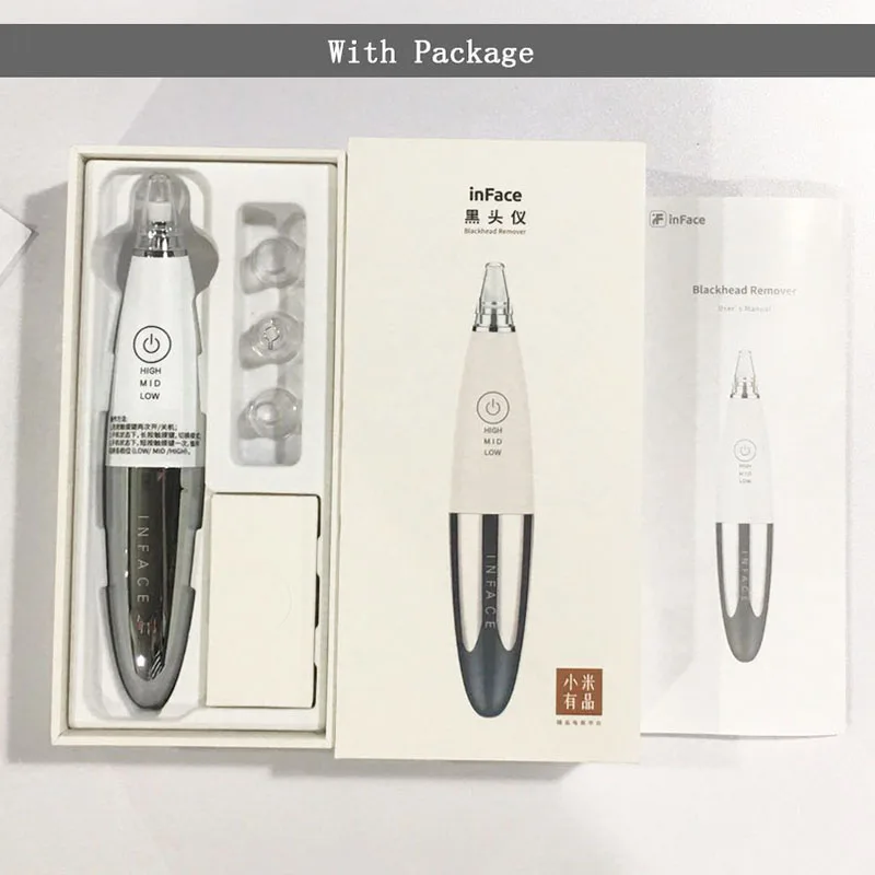 With Package Xiaomi Youpin InFace электрический угорь аппарат Угри косметология аппарат для мыть поры чистящее средство - Цвет: With Package