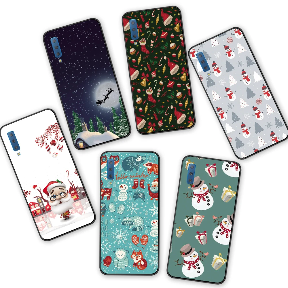 

Merry Christmas Silicone soft Cases Samsung Galaxy S10 S9 S8 A6 A8 J4 Plus S10E A30 A50 A70 A5 A9 A7 2018 Note 8 9 10+Back cover