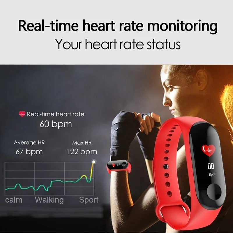  M3 Smart Watch Bracelet Band Fitness Tracker Messages Reminder Color Screen Waterproof Sport Wristb - 4000167869843
