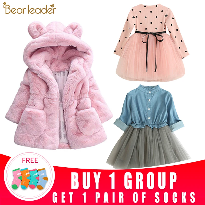 Most effective  Bear Leader Girls Coats 2020 New Winter Fashion Rabbit Ears Fur Coat Hooded Full Sleeve Thickness K