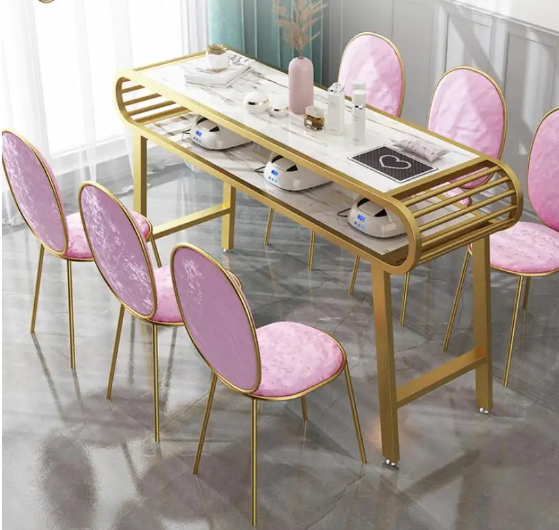 Manicure table and chair set special price economy net red Nordic style manicure table single double simple imitation marble professional nail table marble pattern special economy manicure table nail dressing coffee table onglerie furniture