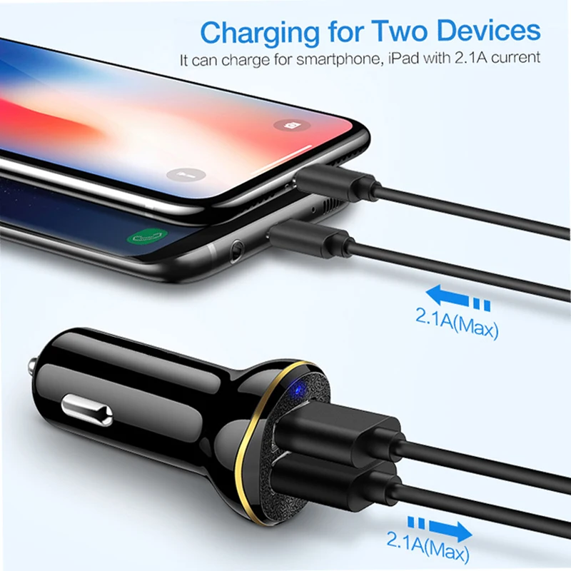 VINISUNG Mini Dual USB Автомобильное зарядное устройство мобильный телефон планшет 3.1A универсальное быстрое зарядное устройство автомобильное зарядное устройство адаптер для iPhone 11 X XS 8 7