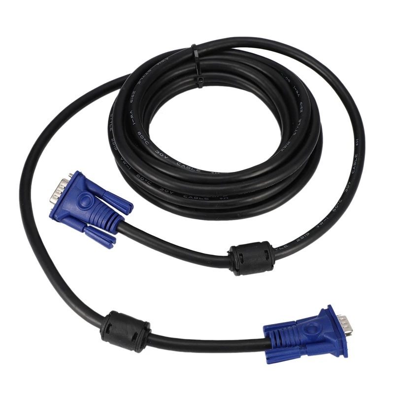 

5M VGA Cable Male to Male 3+6 HD Fully Wired 15 PIN for LCD CRT PROJECTOR PC Laptop Monitor