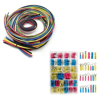 

55M/Kit Heat Shrink Tubing 11 sizes Colourful Cable 6 Colors with 270 PCS Heat Shrink Wire Connector Terminals Set