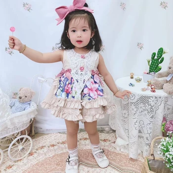 

Children Royal Lolita Dresses 2pcs Baby Girl Spain Floral Dress Infant Birthday Baptism Ball Gowns Toddler Girls Boutique Frocks