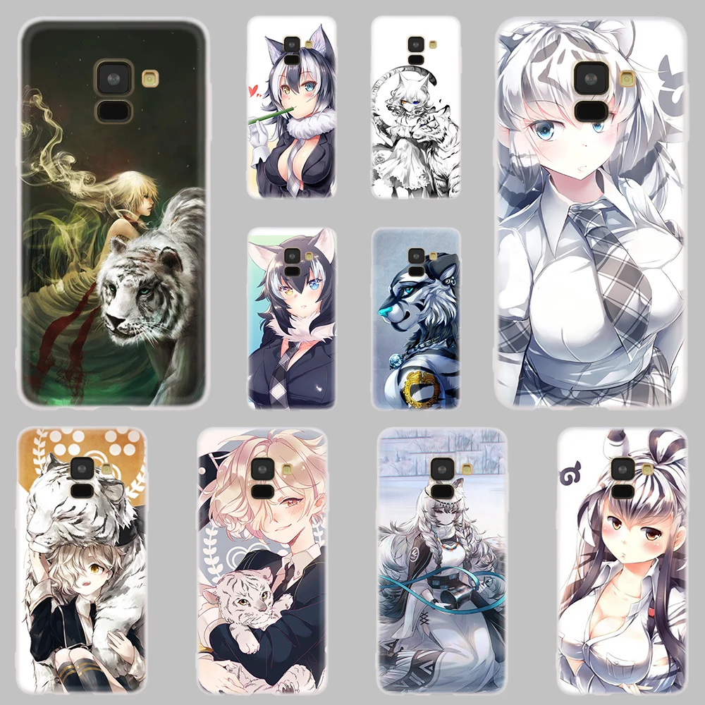 

Phone case For Galaxy A10 A30 A40 A50 A60 A70 A80 A90 A6 A8 Plus 2018 2017 2016 anime white tiger girl