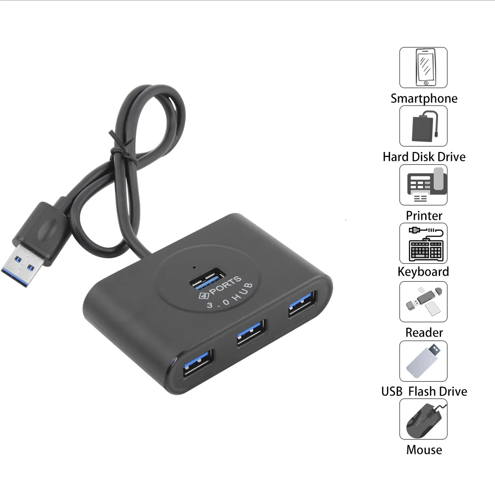 Usb 3,0 концентратор мульти Usb3.0 хаб 4 порта сплиттер адаптер с Светодиодный индикатор портативный компьютер аксессуары для ПК ноутбук Macbook Pro
