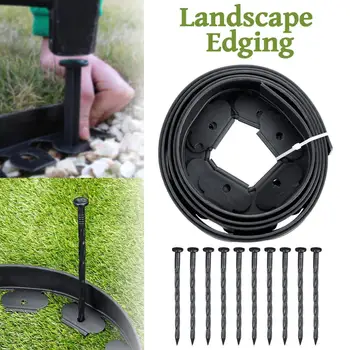 

300cm/500cm Plastic Garden Lawn Flower Bed Fence Landscape Edging Decor with Pin