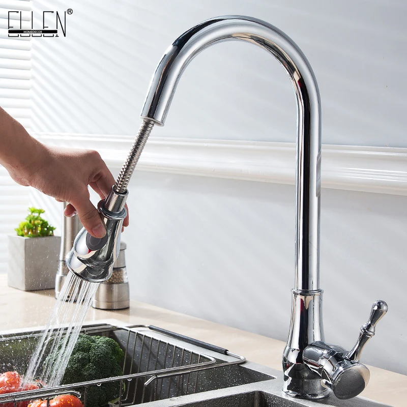 Kran Dapur Menarik Dapur Panas Dan Dingin Mixer Crane Air Rotasi Sentuh Semprot Chrome Sikat Nikel Torneira Dapur Elk902 Kitchen Faucets Aliexpress
