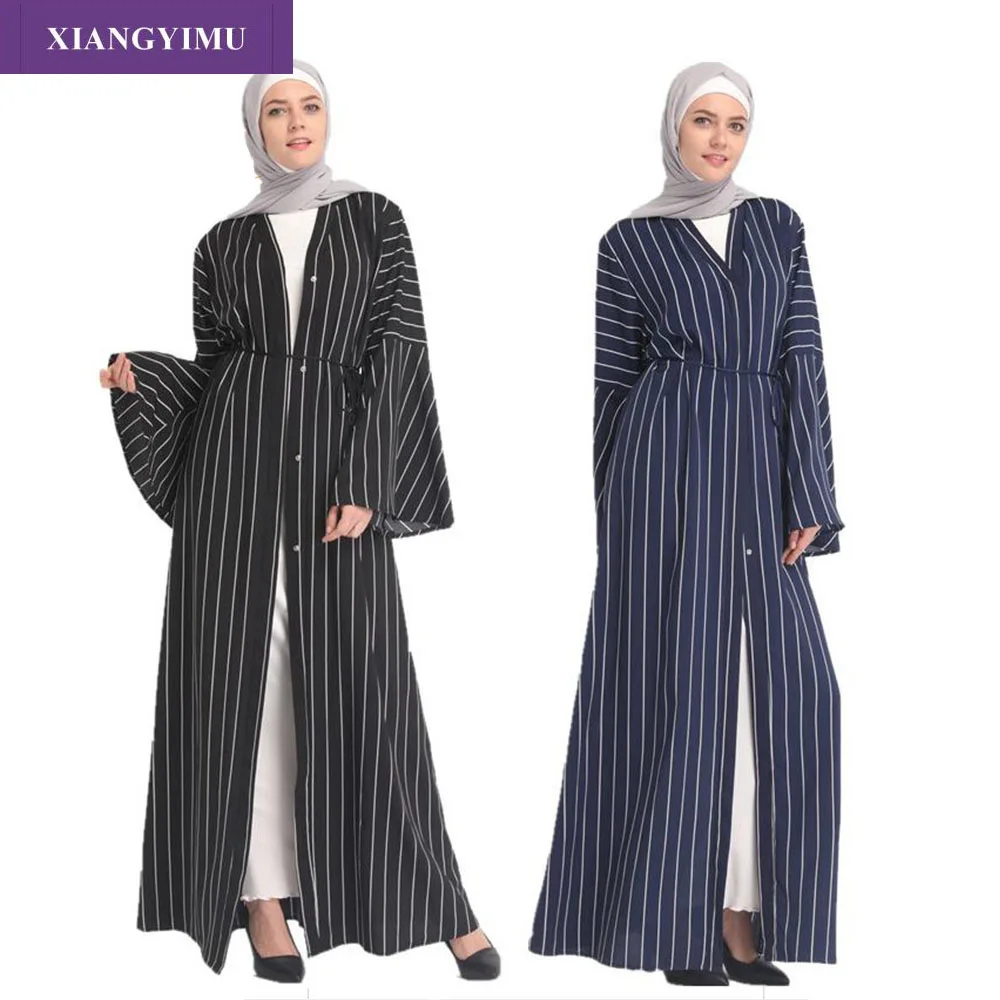 F8860 kleid Дубай открытый Абая, для мусульман Платья для вечеринок женский Восточный халат хлопок полосатый турецкий исламский, арабский женский костюм повседневная одежда