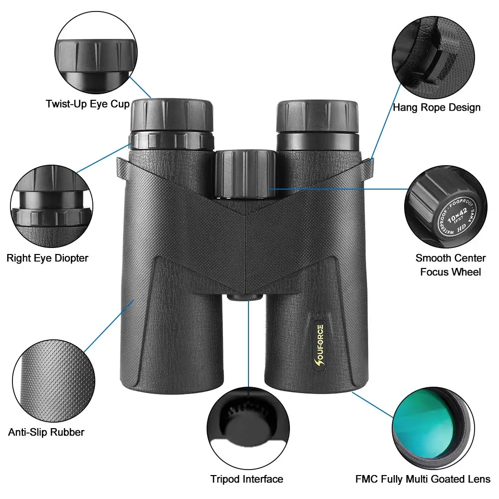 10x42 бинокль для взрослых детей водонепроницаемый противотуманный ударопрочный с BAK4 Prism FMC объектив для путешествий Stargazing Охота концерты