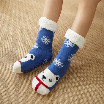 

Thicken Warm Women Socks Home Wear Cartoon Pattern Floor Socks Snowflake Deer Wool Print Women Girls Short Socks calcetines