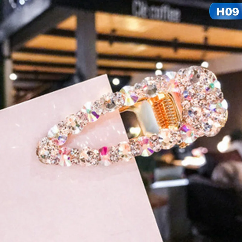 Luxury Pearl Crystal Hair Clips For Women temperament full diamond Reinstone Pearl Elegant Barrettes Hairgrips Hair Accessories - Цвет: 09