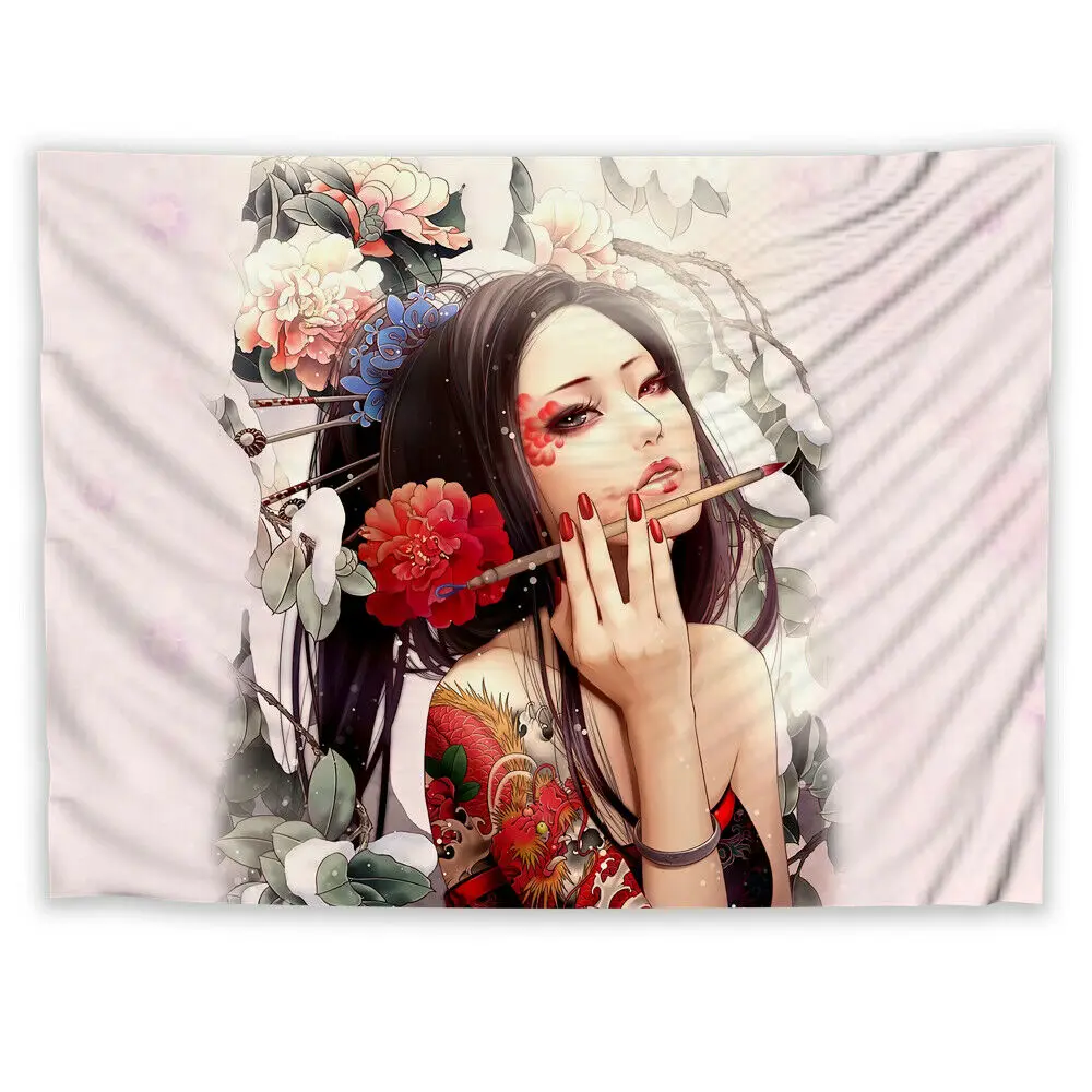 

Tattoo Girl Wall Hanging Tapestry Psychedelic Bedroom Home Decoration