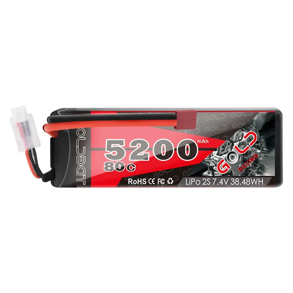 GOLDBAT Lipo Battery 7 4 V 2S 5200mAh RC Жесткий Чехол 80C аккумуляторная батарея с разъемом Deans для