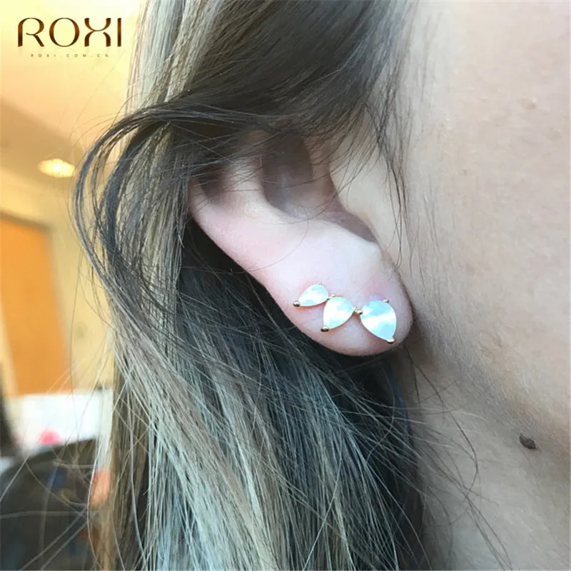 ROXI Boho Цветок серьги-клаймберы крошечные Капля воды, серьги со шпилькой, для Для женщин Bijoux(украшения своими руками) длинные серьги 925 пробы Серебряные серьги подарок
