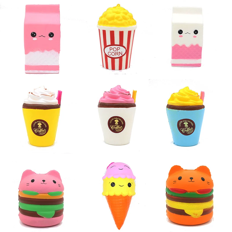 

2018 Jumbo Squishy Toys Children Slow Rising Antistress Toy Cat Hamburger Fries Squishies Stress Relief Toy Funny Kids Gift Toy