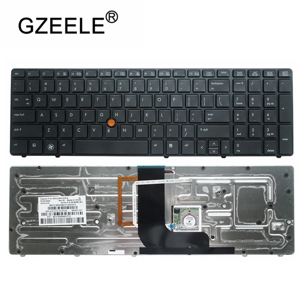 GZEELE Новая Клавиатура США для hp Probook 8560W 8570W ноутбук с подсветкой черный