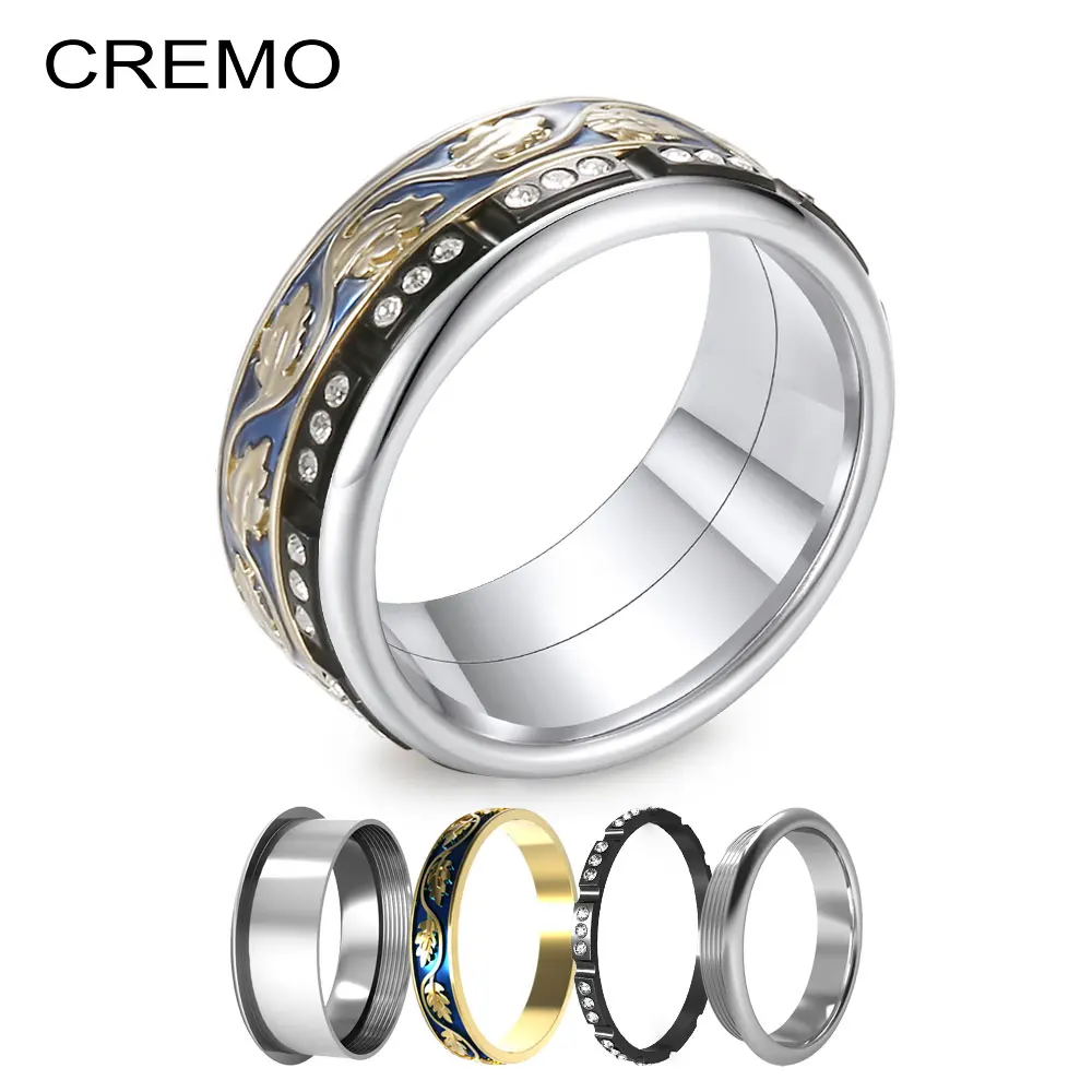 

Cremo Fashion Healthcare Rings For Women Steel Femme Interchangeable Stainless Steel Rings Sets Men Women Enamel Plant Design