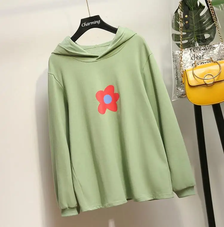 XL-4XL плюс размер Осенняя Женская толстовка с капюшоном зимняя Повседневная Толстовка с длинным рукавом с принтом топы с капюшоном Большие размеры пуловер Топы