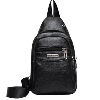 

Usb PU Chest Bags Unisex Boston Bag Fashion Men's Polyester Travel Sling Bag Chest Pack Crossbody Bag with USB Charging 2020