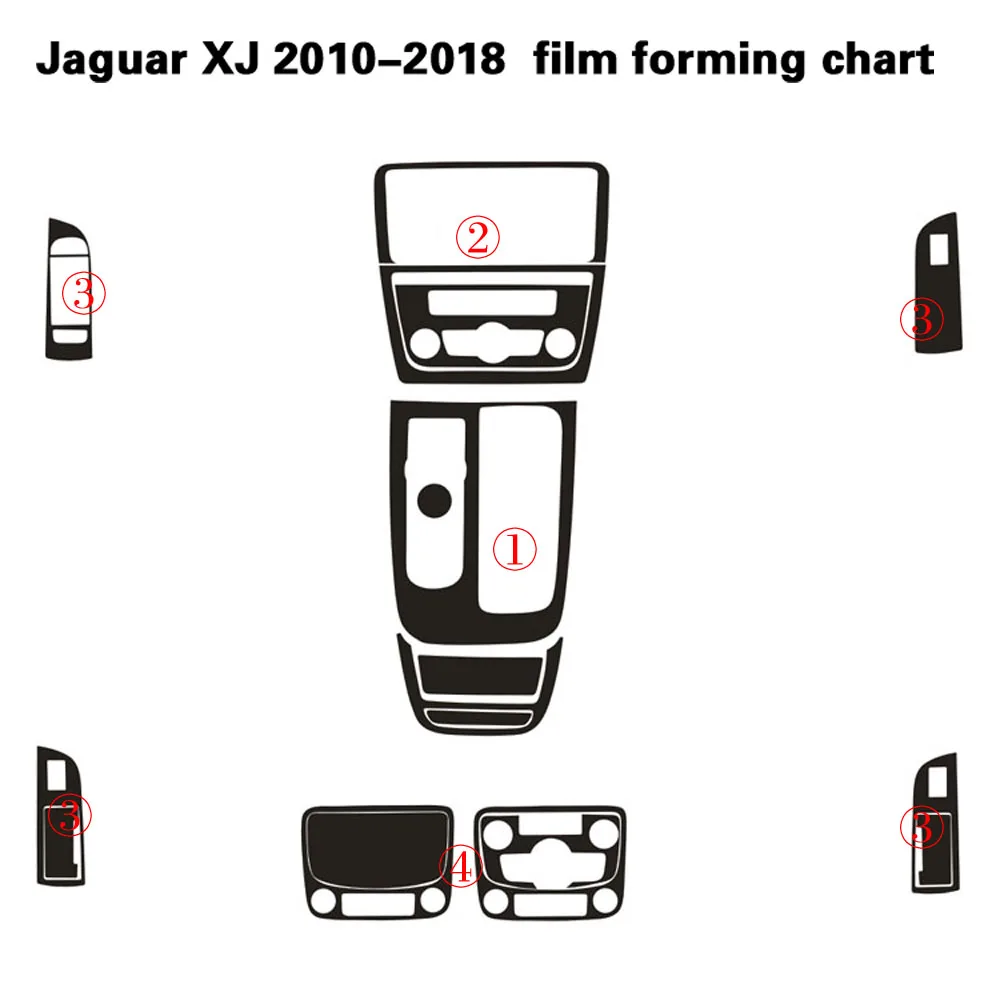 Для Jaguar XJ 2010- интерьерная Центральная панель управления дверная ручка наклейки из углеродного волокна наклейки для автомобиля Стайлинг cutted винил