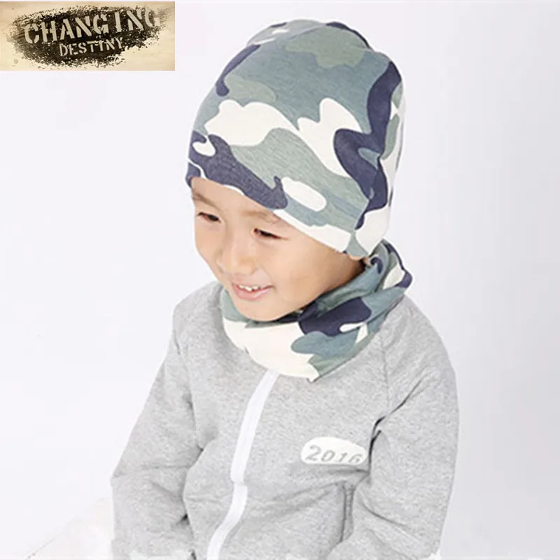 

0-8 years old Print Cotton Boys Girls Baby Kids Hats+scarf Two Piece Sets Winter Autumn Warm Wear Collars &beanies Cute Cap