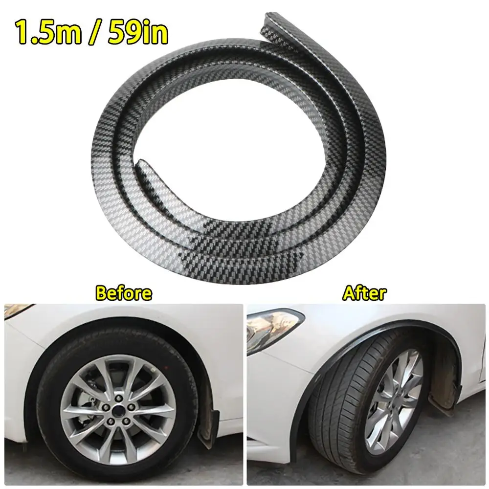 

Durable 1.5M Universal Car SUV Wheel Rubber Eyebrow Protector Lip Arch Trim Fender Protector Strip Carbon Fiber Decorative Strip