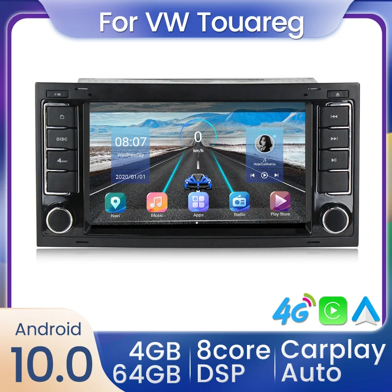 Автомагнитола 2 Din Android 10 DSP мультимедийный DVD-плеер для VW Volkswagen Touareg T5 транспортер