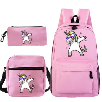 

Unicorn Dabbing 3pcs/set School Bags for Teenager Boys Girls Bagpack Women Men Mochila Backpacks