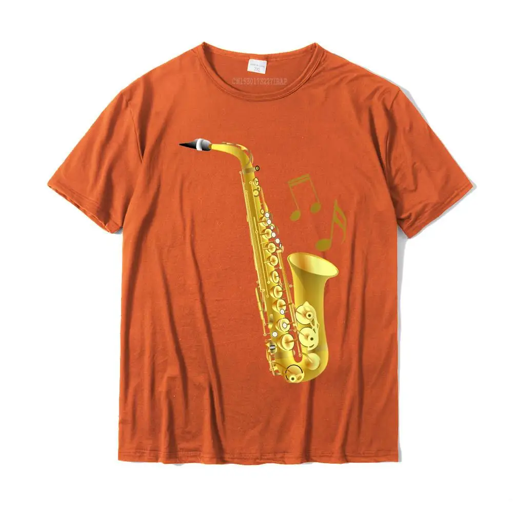 Round Collar Unique 100% Cotton Adult Tshirts comfortable Short Sleeve Tops & Tees Company Comics Tops Shirts Free Shipping Saxophone Music Notes T-shirt Sax Player Gift T-Shirt__31222 orange