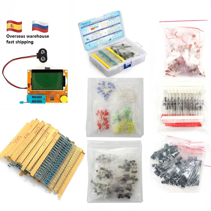 Набор электронных компонентов всего 1390 шт. светодиодный диоды 30 значений резисторы 12 видов электролитическая упаковка конденсатора TO-92 транзисторная коробка