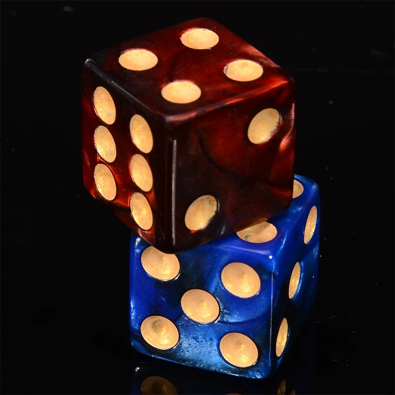 10 pcs 16mm Acrylic Spot Dice 6 Sided Dice Portable Table Games Party Tool Exquisite Dice Set Blue/Red