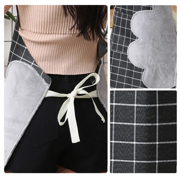 Стираемый ручной Водонепроницаемый Фартук Кухонный масло и грязь противообрастающий плед фартук большие передние карманы SP99