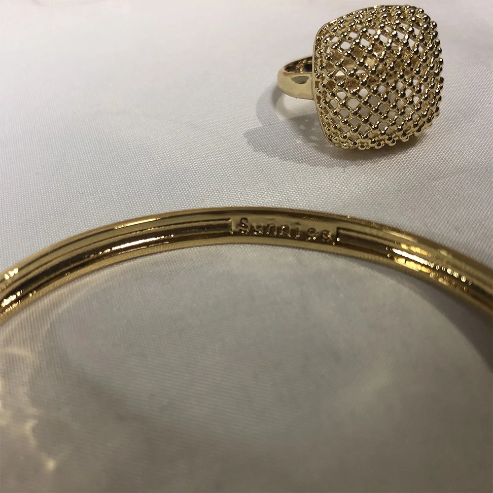 

Party Accessories as gift wedding Dazzling bracelet and ring set gold color set for women handmake new design