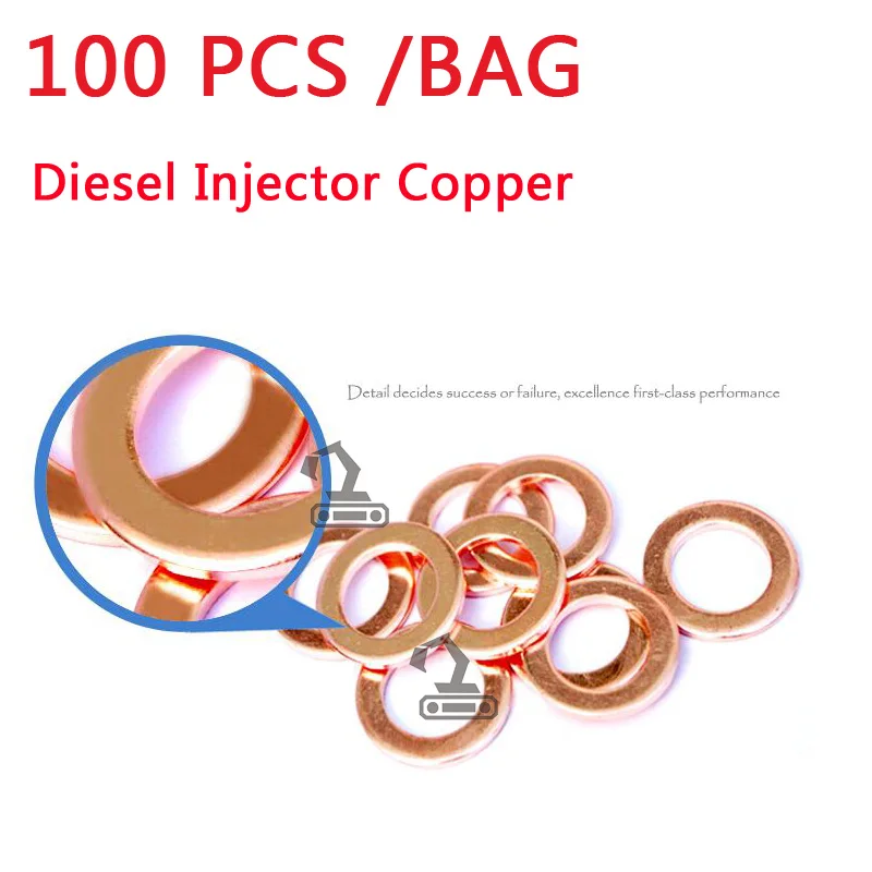 Diesel Injector Gasket 100pcs 7x15mm EURO-III common rail injector nozzle copper pad for diesel injector sealing