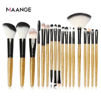 

MAANGE 18 Pcs Pro Makeup Brushes Set Eyeshadow Concealer Foudation Brush Nylon Fiber Shimmer Powder Handle Cosmetics Tool