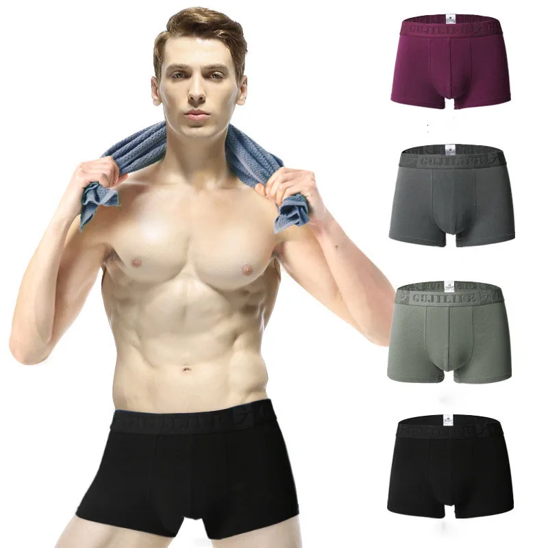 Boxer men's underwear men's cotton underwear men's pure men's underwear boxer shorts cotton solid sexy men underwear 4pcs cuecas