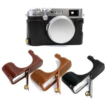 

PU Leather Half Case Cover for Fuji Fujifilm X100F Fuji X100F Digital Camera Brown/Black/Coffee With Battery Opening