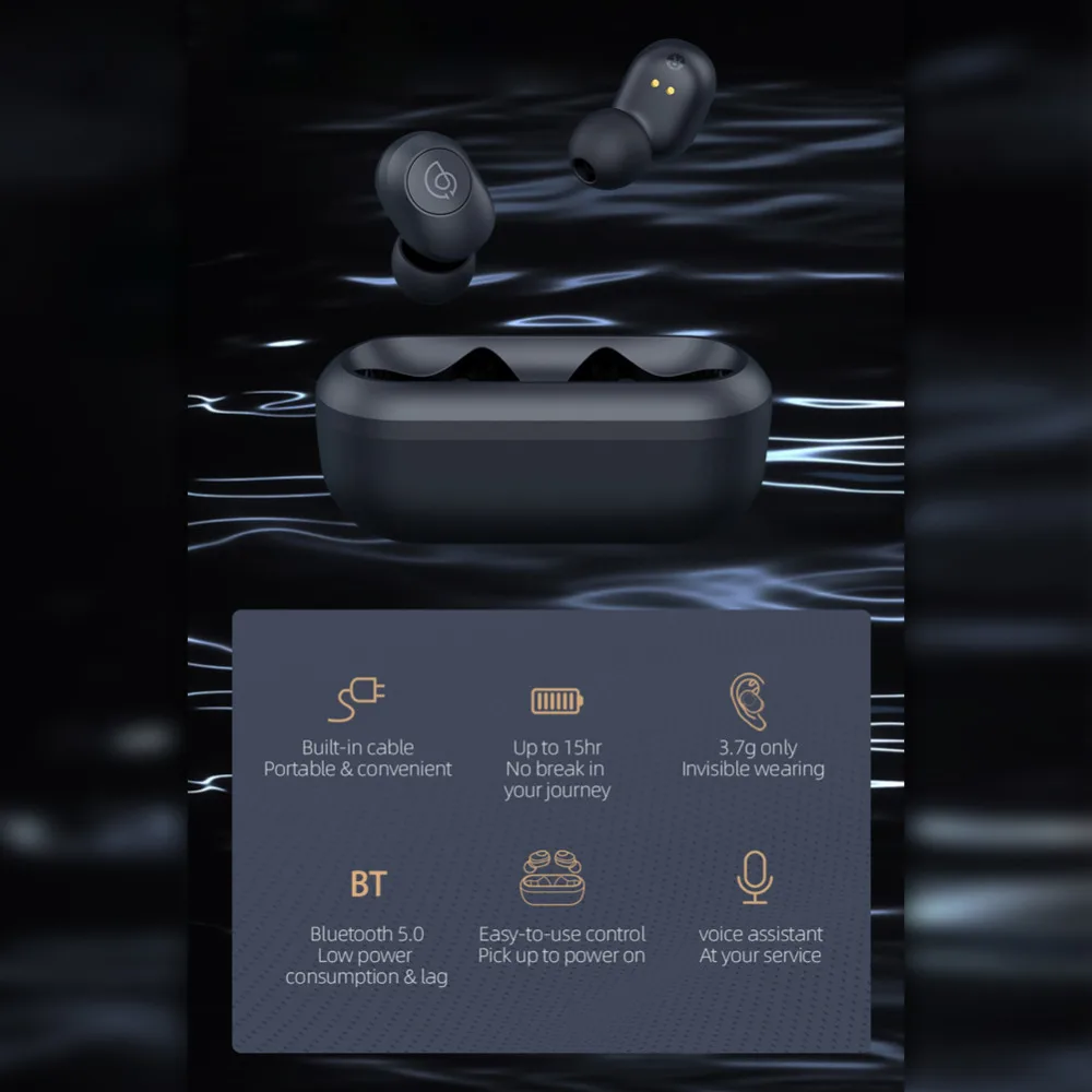 GT2 3D стерео BT5.0 Bluetooth гарнитура Автоматическое Сопряжение USB 2,0 зарядка Водонепроницаемый шумоподавление мини TWS беспроводные наушники