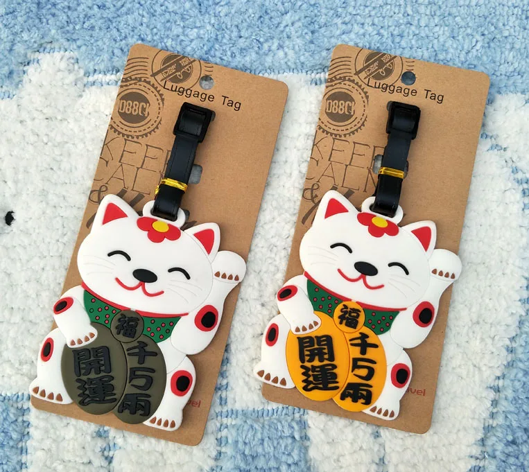 COSANER Fortune Cat Anime Luggage Tag PVC Pendants Portable Travel Label Suitcase Address Baggage Holder tags s | Украшения и